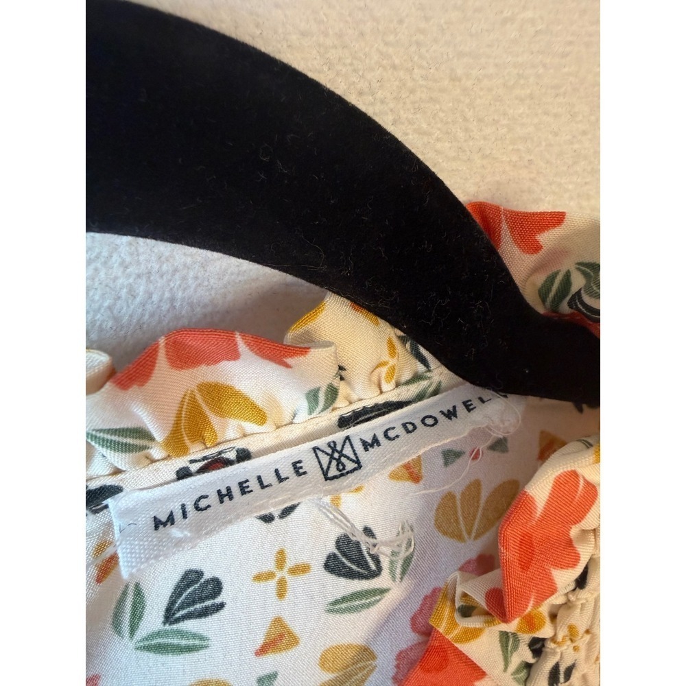 ⛱️🔥Michelle McDowell - Orange & Yellow Floral Smocked Blouse - L - Picture 4 of 5